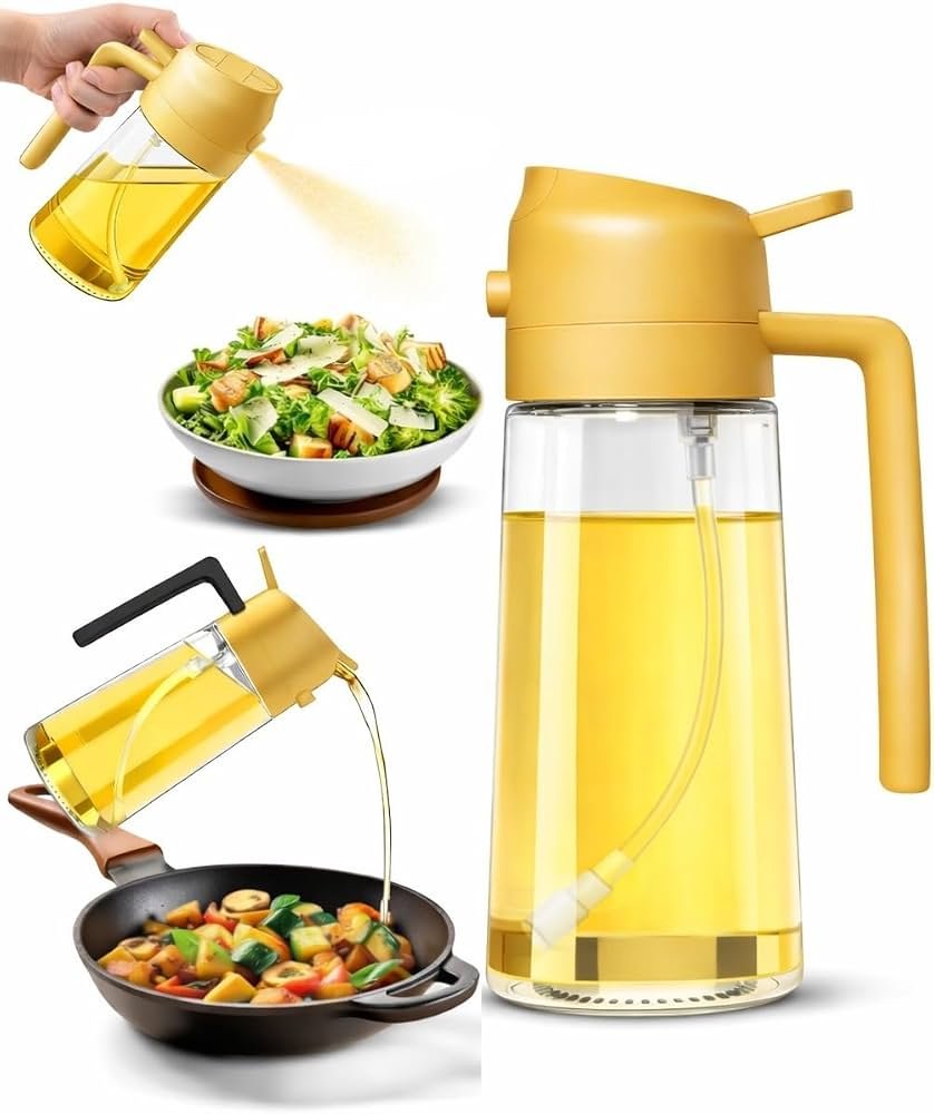 Glass Oil Bottle with Mist Spray (YELLOW COLOUR)